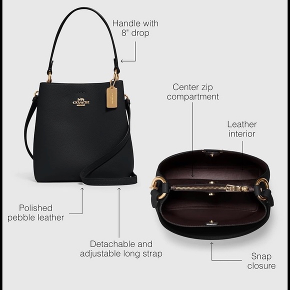 NWT Coach Small Town Bucket Bag Black/Oxblood Gold Hardware Still in Packaging - Picture 14 of 15